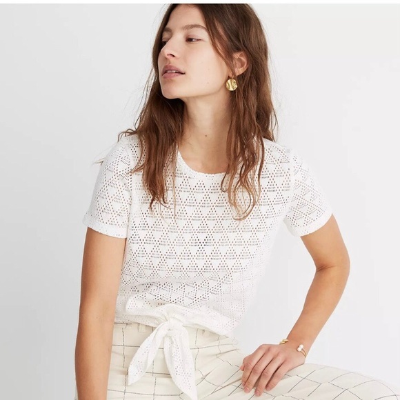 Madewell Tops - Madewell Texture & Thread Eyelet Lace Geometric Tie Front Blouse
